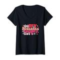 Damen On My Husband's Naughty List - Lustiger Ehemann Retro Weihnachten T-Shirt mit V-Ausschnitt