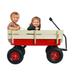 IM Lashes Wagon for Kids Outdoor Wagon All Terrain Pulling w/Wood Railing Air Tires Children Kid Garden and Cargo cart Red