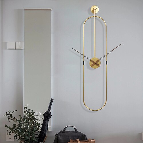 Wanduhren, Wohnzimmer, ovale Wanduhr, großes Metall-Walnuss-Zifferblatt, Heimdekoration, geräuschlos, nicht tickend, leichte Uhren, Schlafzimmer, Arbeitszimmer, Büro, Dekorationen, 20 x 80 cm Image