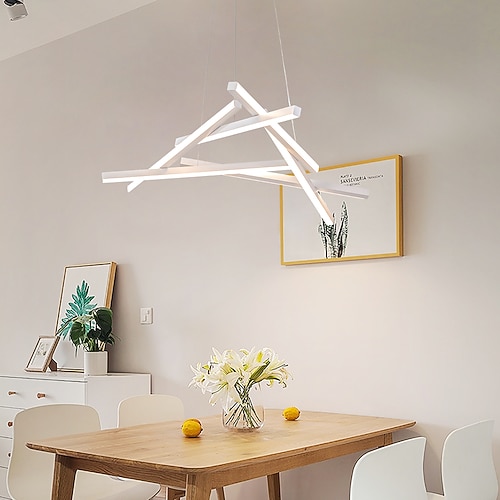 led 32w sputnik kronleuchter dia56cm aluminiumrahmen schwarz lackierte oberflächen für wohnzimmer schlafzimmer kaffeebar pendelleuchte warmweiß/weißes licht Image