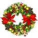 24 Pre-lit Artificial Christmas Wreath Battery Operated w/ 50 LED Light & Timer