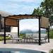 12â€™ X 9â€™ Outdoor Retractable Pergola Canopy Metal Frame Grape Gazebo & Canopy Cover Outdoor Steel Pergola Gazebo with Retractable Canopy Shades Ideal for BBQ Party Beach and More (Beige+Brown)