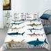 Quilt Cover Set White Home Textiles 3D Shark Printed Children Kid Duvet Cover Set with Pillowcase King (90 x104 )