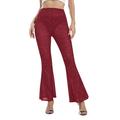 Akiihool Womens Work Pants Plus Size Capri Pants for Women Casual Winter Pull On Yoga Dress Capris Work Jeggings Golf Crop Pants with Pockets (Red S)