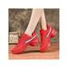 Woobling Ladies Dancing Sneaker Lace Up Dance Shoes Round Toe Jazz Shoe Womens Sneakers Non-slip Low Top Comfortable Red 7.5