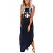 GDREDA Spring Break Dresses Summer Dress For Women Baseball Mom Gift Tshirt Dresses Graphic Printed Casual Maxi Dress Long Sundress Blue XXL