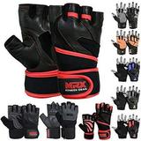 Weight Lifting Pro Level Gloves With 18 Inches Long Wrist Strap Gym Workout Exercise In