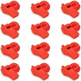 Red Emergency Whistles with Lanyard Loud Crisp Sound 12 Packs Plastic Whistle Bulk Ideal for Lifeguard Self-Defense and Emergency