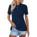 Kddylitq Golf Polo Shirts for Women Summer Quick Dry Short Sleeve Button Down Shirt Lightweight Dressy Casual Work Tops 2024 Navy M