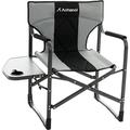 Directors Chairs Foldable Camping Chairs with Side Table Camp Chairs for Heavy People Outdoor Folding Camping Chairs Adults Folding Chairs for Outside Supports up to 350lbs (Grey)
