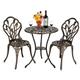 SYTHERS Bistro Table and Chairs Set Cast Aluminum Patio Bistro Sets 3 Piece Outdoor Bistro Table Set Patio Furniture Set for Front Porch Set Bronze