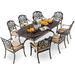 Ailismail 9-Piece Cast Aluminum Outdoor Table and Chairs Classic Patio Dining Set for 8 Include 87 Oval Patio Dining Table and 8 Chairs with Cushion and Umbrella Hole