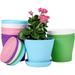 10 Pcs 5.5 Plastic Planters Indoor Flower Plant Pots Medium Flower Seedlings Nursery Pot/Planter/Flower Pot with Pallet Modern Decorative Gardening Containers (Pink/White/Purple/Blue/Green)