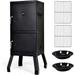 YSSY Outdoor Smoker with Double Doors 2 Detachable Grill Netting pp Racks Charcoal Pan & Water Pan 4 Air Vents Thermometer Vertical Charcoal Smoker for Barbecue Camping Backyard Grill