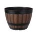 Happydeer Plant Pot Faux Whiskey Barrel Shape Home Decor Plastic Indoor Outdoor Yard Patio Flowerpot for Garden (22.8cm x 22.8cm x 17cm/9 x 9 x 6.7 )