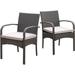 QCAI Cordoba Outdoor Wicker Dining Chairs with Cushions 2-Pcs Set Grey