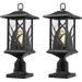 QCAI Outdoor Post Lights 21 H Large Exterior Lamp Post Light Fixture Pier Mount Lantern with Base Black Cast Aluminum w/Clear Glass - A331P-2PK