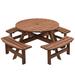 8-Person Outdoor Circular Wooden Picnic Table with 4 Built-in Benches for Patio Backyard Garden Gray