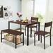 Haverchair Dining Table Set for 4 Kitchen Table Set with Storage Bench and 2 Backrest Chairs Modern 4-Person Dining Set for Kitchen Dining Room Small Space