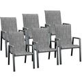 ECOPATIO Outdoor Patio Dining Chairs Set of 6 Stackable Steel Chairs with Armrest Durable Frame for Lawn Garden Backyard Dark Gray