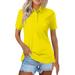 Kddylitq Golf Polo Shirts for Women Summer Quick Dry Short Sleeve Button Down Shirt Lightweight Dressy Casual Work Tops 2024 Yellow M