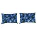 Jordan Manufacturing 12 x 19 Hydrangea Midnight Navy Floral Rectangular Outdoor Lumbar Throw Pillow (2 Pack)