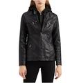 XFLWAM Women Plus Size Fashion Faux Leather Jacket Long Sleeve Zipper Fitted Moto Biker Coat Black-1 XXL