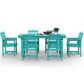 SERWALL 7 PC Outdoor Patio Furniture Set Patio Dining Sets 6 Chairs and 1 Table Turquoise