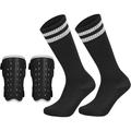 Soccer Shin Pad Over Knee Soccer Socks 2 Pairs Kids Leg Carf Protective Shin Pads Adjustable Perforated Breathable Guard Board and Impact Resistant Youth Kids Soccer Guards Socks