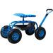 Huloretions Garden Cart Rolling Workseat with Wheels with 4 Wheels and Tool Tray Basket Sturdy Cart Adjustable Seat Height 360-degree Swivel Premium Rolling Work Seat Use for Patio Yard