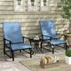 Kepooman 2 Pieces Lounge Outdoor Patio Beach Yard Garden Chair Lounge Chairs With Tea Table Blue