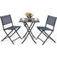 XIYUNDA 3 Pcs Bistro Set Outdoor Bistro Table Set Folding Porch Furniture Metal Patio Dining Table and 2 Chairs 3 Pieces Portable Patio Bistro Set for Garden Backyard Lawn