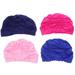 Pleated Swimming Cap Hat Adults Caps for Girls Elasticity Wrinkle Nylon Baby Men and Women 4 Pcs