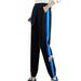 Women s Stretch Pants Color Striped Stitching Toe Sports Loose Classic Elastic Waisted Lightweight Golf Slacks with Pockets Wide Leg Dress Casual Business Long Trousers