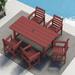 SERWALL 6 PC Outdoor Patio Furniture Set Patio Dining Sets 5 Chairs and 1 Table Red