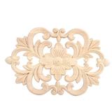Heaveant Furniture Appliques 1Pc Wood Carved Onlay Applique Unpainted Furniture for Home Door Cabinet Decoration(22 * 14CM)