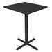 Cain 30 Square Cafe Table with Steel X Base and Hidden Adjustable Glides - Ash Grey