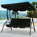 Outdoor Patio Swing Chair 3-Seat Front Porch Swings w/Powder Coated Steel Frame Adjustable Canopy Swing Glider All Weather Resistant Hammock Swinging Chair for Patio Balcony Black