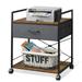 Mobile Printer Stand with Storage Drawer Vintage Fabric File Cabinet Printer Cart for Home Office Rustic brown