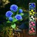 Outdoor Solar Lights Flower Lamp Outdoor Solar Landscape Lights with 5 Rose Flowers Waterproof Solar Garden Lights for Patio Yard Pathway Decoration Blue