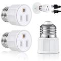 2Pcs E26 / E27 3 Paw Lamp Socket Plug Adapter Polarized Screw Insert Socket High Quality 2/3 Plug Lamp Socket Adapter for Porch Patio Garage