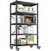 Storage Shelves with Wheels 5 Tier Heavy Duty Garage Storage Shelves Adjustable Metal Shelves for Storage 1156LBS Metal Shelving Units and Storage Rack Pantry Kitchen 65.4 H*31.5 W*15.7 D