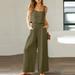 Teissuly Women s 2-piece Casual Suit Linen Shorts Sleeveless Top Vest Sleeveless Crewneck Top/Shirt Suit