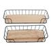 Hemoton 2pcs No Drilling Iron Art Storage Shelf Wall Storage Basket Organizer Rack for Home Kitchen Bathroom Living Room (Black Small Size + Large Size)