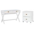 Home Square 2-Piece Set with Writing Desk and File Cabinet in White