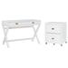 Home Square 2-Piece Set with Writing Desk and File Cabinet in White