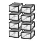 IRIS USA 6 Qt. Stackable Storage Drawer 8 Pack Plastic Drawer Organizer with Clear Doors for Pantry Closet Desk Kitchen Under-Sink Home and Office De-Clutter Shoes and Crafts - Black