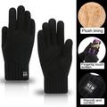 GROFRY 1 Pair Cycling Gloves Full Finger Touchscreen Knitted Plush Lining Letter Label Keep Warm Thickened Autumn Winter Men Motorcycle Riding Gloves for Outdoor