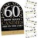 Big Dot of Happiness Adult 60th Birthday - Gold - How Many Candies Birthday Party Game - 1 Stand and 40 Cards - Candy Guessing Game