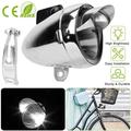 iMounTEK Vintage Bicycle Front Headlight: Retro Metal Chrome Shell Silver Brilliance Powerful Bright LED Light Unmatched Safety and Fog Light Functionality Elevate Your Night Cycling Experience